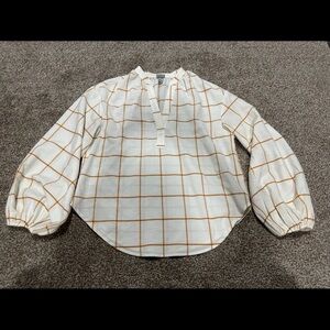White and Brown Checkered Blouse